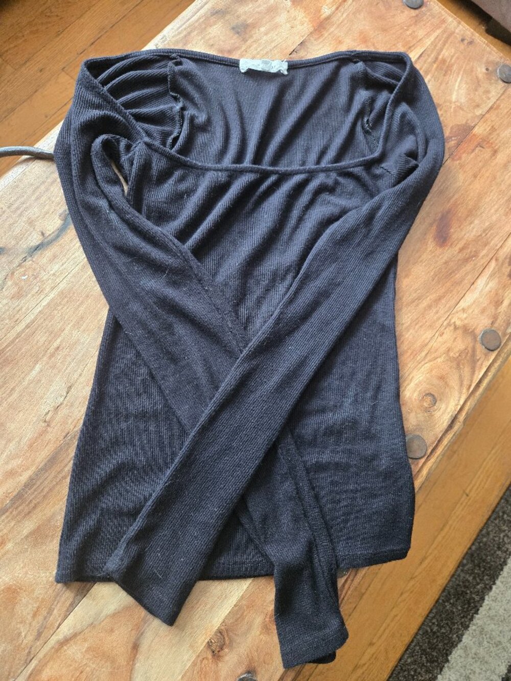 Joah Brown Long Sleeve Ribbed Top, Size XS/S